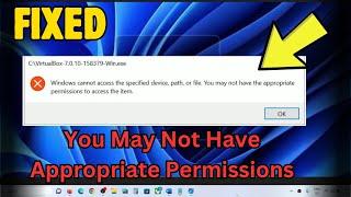 Fix You May Not Have Appropriate Permissions