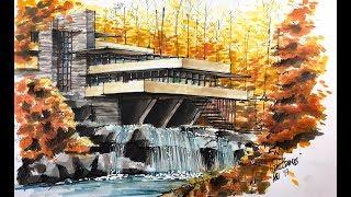 fallingwater house sketch tutorial