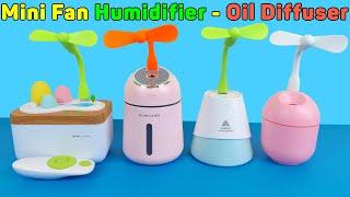 Mini Fan With Humidifier, Night Led Light, Oil Diffuser Mist Portable | Unboxing And Review