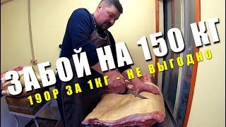 ЗАБОЙ НА 150 кг | Цены на мясо и сало | Ребро, мякоть, отбивная | РАЗДЕЛКА ТУШИ