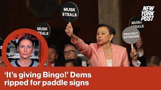 Democrats mercilessly mocked for protesting Trump speech with paddles: ‘It is giving bingo! Sigh’