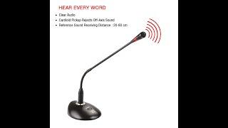 Desktop Gooseneck Wired Conference Microphone System - Table Mounted Condenser Mic On / Off switch