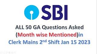 GA questions asked in SBI Clerk mains 2022 - 23 shift 2 | SOURCE MONTH MENTIONED for each question