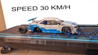 Lego Technic Nissan Skyline Fast and Furious VS Treadmill  Speed 30 Km/H  Car CRASH