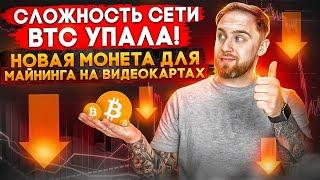 СЛОЖНОСТЬ BITCOIN УПАЛА! НОВАЯ МОНЕТА ДЛЯ МАЙНИНГА НА ВИДЕОКАРТАХ!