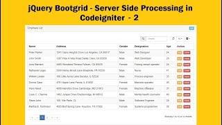 jQuery Bootgrid - Server Side Processing in Codeigniter - 2