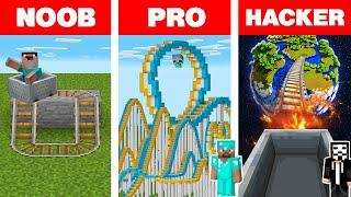 Minecraft ROLLER COASTER HOUSE BUILD CHALLENGE : NOOB vs PRO vs HACKER / Animation