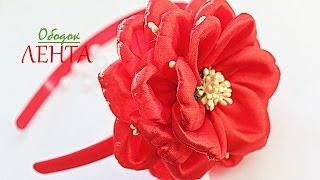  Цветок Канзаши из Атласной Ленты /  Kanzashi flower of satin ribbons