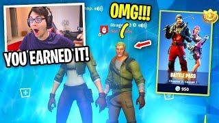 I gifted the BATTLE PASS to my Random Duo after his FIRST WIN! (Fortnite Chapter 2)