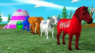 Paint and animals gorilla, Elephant,Duck Cartoon, Lion,Cow Fountain Crossing WildAnimals Game #viral
