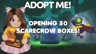 Opening 50 Scarecrow boxes *THE BEST SPOT FOR A LEGENDARY* in Adopt me!