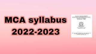 MCA syllabus 2022-2023 #mca #mcaprojects #mca #mcasyllabus