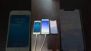 iPhone 6 on iOS 8 vs iPhone 6 Plus on iOS 9 vs iPhone X on iOS 16 boot up test #shorts #iphone #ios