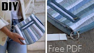 DIY PATCHWORK PURSE BAG IDEA WITH POCKETS | Making at home from cloth