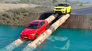 Cars vs Impossible Log Bridge Challenge in BeamNG Drive!