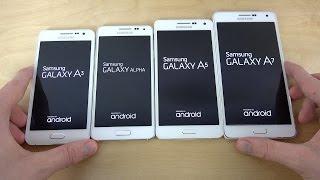 Samsung Galaxy A7 vs. Galaxy Alpha vs. Galaxy A5 vs. Galaxy A3 -  Which Is Faster? (4K)