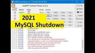 مشكلة قواعد البيانات في تطبيق XAMPP | MySQL shutdown unexpectedly| Entire Log window