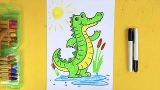 Как нарисовать КРОКОДИЛА - уроки рисования для детей