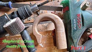 How to make a Shepherds Crook from Oak. Folklore hiking stick Workshop productions. Part 1.