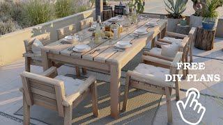 DIY full size outdoor dining table and chair set