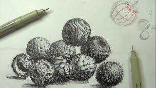 Pen & Ink Drawing Tutorials | How to create realistic textures (Part 3)