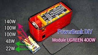 DIY 400W Powerbank using Ugreen 400w module, 7S 4P 29.4v battery, 84000mah