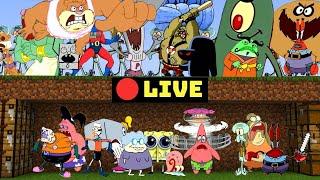  Live: Spongebob - Spongebob Characters Speedrun Minecraft -  EPIC Spongebob Battles