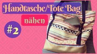 Handtasche/Tote Bag mit vielen Taschen selber nähen - Video Tutorial für Anfänger