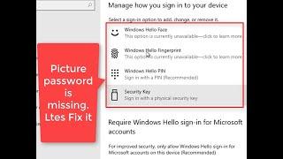 Picture password option in sign-in options in Windows 10 Fix