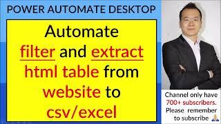 Automate filter and extract html table from website using Power Automate Desktop