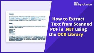 Effortlessly Extract Text from Scanned PDFs Using .NET OCR Library
