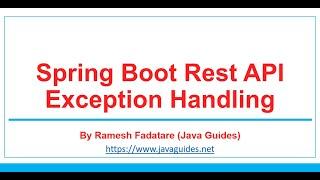 Spring Boot REST API Exception Handling