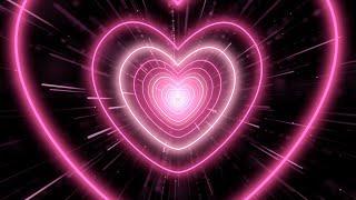 Neon Pink Heart Light TunnelAnimated Background Video Loop 4 Hours