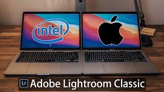 Apple MacBook Pro M1 performance in Adobe Lightroom Classic (vs. MacBook Pro with Core i5 8th Gen)
