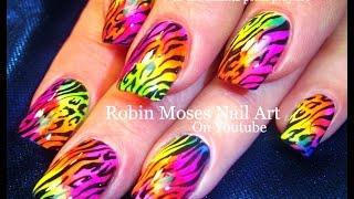 DIY Rainbow Nails Animal Print | Easy HOT Summer Neon Nail Art Design