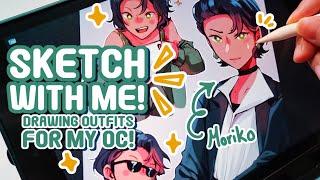 Sketch With Me! |Drawing outfits for my OC! Moriko's turn!