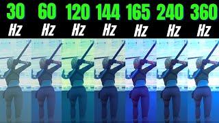 Fortnite 30Hz vs 60Hz vs 120Hz vs 144Hz vs 165Hz vs 240Hz vs 360Hz