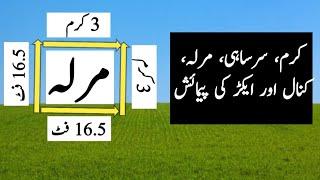 Karam, Sarsai, Marla, kanal, Acre, Hectare and Murabba kia hota he || Measurements of Land in Urdu