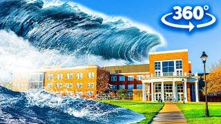 VR 360 TSUNAMI WAVE HIT SCHOOL - How to Survive a Natural Disaster