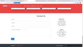 Contact Form Page of Online Service Management System PHP MySQL Project (Hindi)