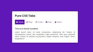 Pure CSS Tabs with Slide Indicator | Tabs using only HTML & CSS