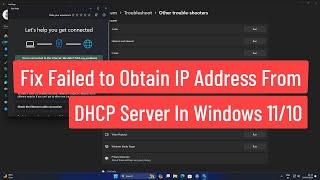 Fix Failed to Obtain IP Address From DHCP Server In Windows 11/10