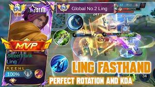 LING FASTHAND PERFECT ROTATION AND KDA! TOP GLOBAL LING SOLO RANK - MOBILE LEGENDS