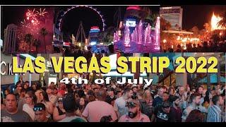 Las Vegas Strip firework show at Caesars Palace, volcano show, walk around, 4th of July, 4k