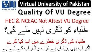 NCEAC Quality Issue About Virtual University | VU Degree Scope