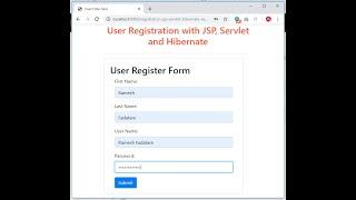 JSP Servlet Hibernate Database Web Application (Registration Module) | Java Guides