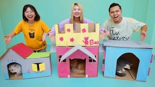 CAT RUMAH KARDUS BOO, PAM PAM DAN CIKU KUCING!! SIAPA YANG PALING BAGUS??