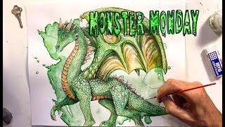 Monster Monday - Drawing a Green Dragon