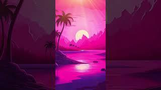 KOH Video Wallpaper AF072 Magenta Tropical Island Landscape