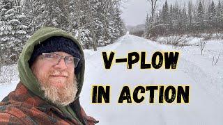 DIY V-Plow in Action | Plowing an Unmaintained Gravel Road | Living Offgrid in Maine